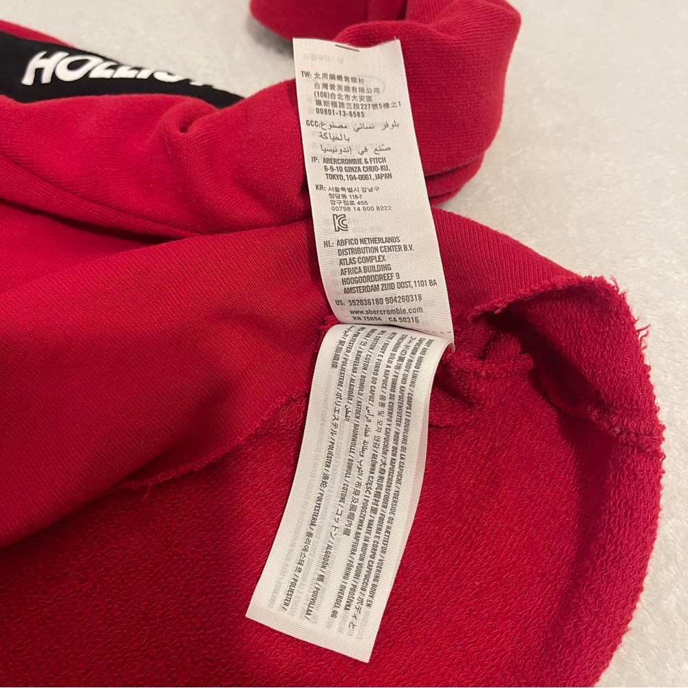 Hollister Women’s Red Long Sleeve Cropped Top Hoodie Size Medium - Picture 6 of 10